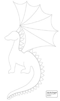 a drawing of a dragon with wings