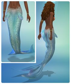 an image of a woman with long hair and a mermaid tail, standing in the water