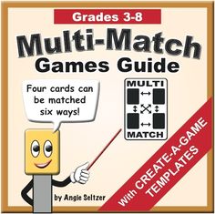 a card game with an image of a cube holding a pointer and the words, multi - match games guide