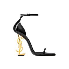 -Ysl Heels Size 41 - Black & Gold Yves Saint Laurent Paris, Ysl Sandals, Vintage Pumps, Ysl Heels, Mesh Heels, Yves Saint Laurent Shoes, Vintage Ysl, Ysl Shoes, Black Leather Pumps