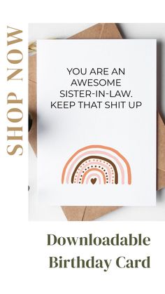 Funny Birthday Card PRINTABLE DOWNLOAD for Sister In Law