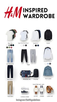 H M Men Outfits Mens Fashion, Basic Fashion Outfits Men, Uniqlo Capsule Wardrobe Men, Men Wordrobe Capsule, Streetwear Fashion Capsule Wardrobe, Essentials For Mens Wardrobe, H&m Inspired Outfits, Basic Wardrobe Essentials Men, Men Fashion Board