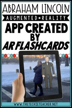 an advertisement for abraham lincoln's realty app created by affashcards