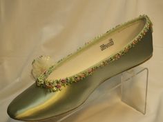 Green Wedding Flats Sage Spring Green and multicolor by NewBrideCo Green Flats Shoes, Rustic Romantic Wedding, Classy Flats, Multi Color Flowers, Summer Wedding Shoes, Green Princess, Fairy Shoes, How To Dye Shoes, Ballet Style