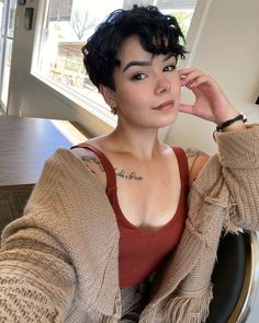 40 Low Maintenance Curly Pixie Cut Hairstyles For 2023 Photo Girly, Pixie Cut Curly Hair, Curly Pixie Cut, Chubby Face Haircuts, Pixie Haircut Styles, Curly Pixie Hairstyles, Short Curly Pixie, Curly Pixie Haircuts, Curly Pixie Cuts