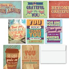 there are many different greeting cards on the same page as shown in this postcard set