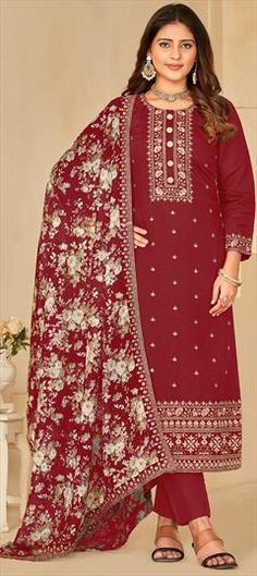 Red and Maroon color Salwar Kameez in Art Silk fabric with Embroidered, Sequence, Thread work Luxury Red Cambric Salwar Kameez, Red Semi-stitched Lawn Suit With Self Design, Red Semi-stitched Lawn Suit With Pallu, Red Semi-stitched Embroidered Churidar, Unstitched Red Lawn Suit With Pallu, Red Embroidered Semi-stitched Churidar, Festive Red Lawn Suit With Pallu, Red Salwar Kameez With Intricate Embroidery In Art Silk, Red Self Design Lawn Suit For Festivals