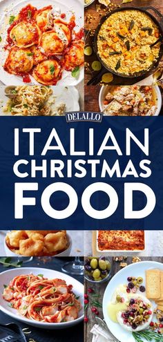 italian christmas food collage with text overlay