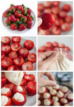 strawberries and cream are being made in different ways