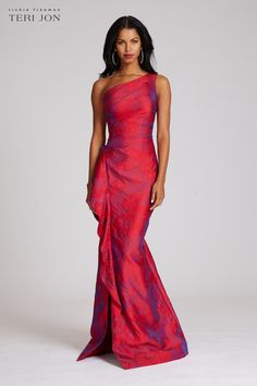 Color_Fuchsia/Red Mob Dress, Sunset Palette, Mother Of The Bride Dresses Long, Bride Gown, Bride Outfits, Teri Jon, Mother Of Groom Dresses, Printed Gowns, Mob Dresses