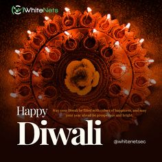 happy diwali greeting card with lit candles in the middle and an image of a man's face