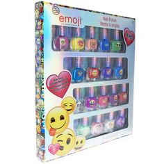 Emoji Character 18 PC Nail Polish Set Non-Toxic Peelable Emoji Characters, Ongles Nails, Boyfriend Crafts, Lamb Decorations, Diy Wine Rack, Hand Crochet Baby Blanket