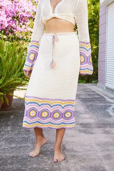 Bohemian Spring Skirt With Crochet Trim, Bohemian Skirt With Crochet Trim For Spring, White Crochet Skirt For Spring, Spring Bohemian Skirt With Crochet Trim, Bohemian Skirt With Crochet Trim For Vacation, Bohemian Beach Skirt With Crochet Trim, Summer Bohemian Crochet Skirt, Spring Crochet Mini Skirt, Bohemian White Midi Skirt