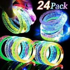 glow bracelets are shown with the words 24 pack in front of it and an image of