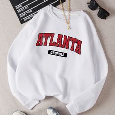 Super Cute And Stylish Ships In 5-10 Business Days White Oversized Varsity Sweatshirt, Oversized White Varsity Sweatshirt, White Varsity Sweatshirt With Relaxed Fit, White College Sweatshirt For Fall, White Fall College Sweatshirt, White College Style Tops With Ribbed Cuffs, White Oversized Hoodie Casual Style, White Hoodie Sweatshirt With Letter Print, Oversized White Casual Hoodie