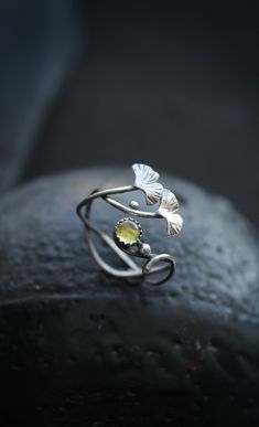 ITEM DESCRIPTION: This ring can be adjustable 5 - 6 (US and Canada) J 1/2 - M (UK and AU) Weight - 2 g. I made this plant ring of sterling silver and rainbow moonstone. It's so delicate and dainty! Two tiny ginkgo leaves look very elegant. Silver leaf ring will be a great addition to your jewelry collection or the present for someone whom you love. I can make this ring with various stones - just write to me to discuss the details. I'm always open to custom orders. This handmade ring will come to Jeyne Poole, Fantasy Rings, Ursula Jewelry, Ring Board, Plant Ring, Class Jewelry, Forest Ring, Plant Rings, Botanical Ring