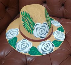 Beautiful Hand painted Straw Hats 3 styles to choose from above many more on our site under... hats. Bohemian Green Summer Hat Bands, Green Bohemian Hat Bands For Summer, Bohemian Green Hat Bands For Summer, Handmade Summer Panama Hat For Kentucky Derby, Traditional Fedora Panama Hat For Summer, Handmade Panama Hat For Kentucky Derby, Artistic Panama Hat With Adjustable Flat Brim, Bohemian Green Hat Bands For Beach, Traditional Short Brim Fedora For Beach