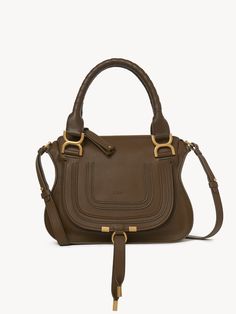 Chloé Small Marcie Bag In Grained Leather | Chloé US Gold Textured Calf Leather Bag, Pebbled Leather Satchel With Gold-tone Hardware And Double Handle, Gold Soft Calf Leather Bag, Gold Calf Leather Bag, High-end Calf Leather Satchel With Gold-tone Hardware, Cloe Handbag, Coin Purse Wallet, Belt Jewelry, Bag Collection