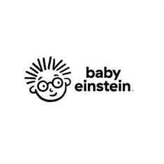 the logo for baby enstein is shown in black and white, with an image of