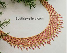 Ruby necklace Ruby Jewelry Necklaces Indian, Ruby Necklace Indian, Emerald Necklaces, Necklaces Indian, Gold Jewellery India, Indian Choker Necklace, Indian Designs, Delicate Gold Jewelry