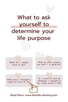 a poster with the words what to ask yourself to determine your life purpose