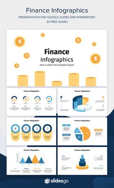 an info sheet with the words finance info on it, including graphs and pies