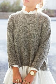 Faux Twinset Stand Neck Long Sleeve Jumper Long Sleeve Jumper, Trendy Street Style, Detailed Sweater, Sweater Brands, Casual Sweaters, Knit Fashion, Upcycle Clothes, Look Chic, Types Of Fashion Styles