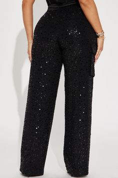 Available In Black And Grey. Sequin Pant High Rise Elastic Waist Drawstring Cargo Pockets Fully Lined Stretch Self 100% Polyester Lining 100% Polyester Contrast 92% Polyester 8% Spandex Imported | Cheer Up Sequin Cargo Pant in Black size Small by Fashion Nova Sequin Pant, Cargo Pant, Cheer Up, Men's Pants, Cargo Pants, Black Pants, Black Fashion, Fashion Nova, Mens Pants