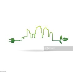 green plant growing from the ground with city skyline in background stock photo getty images