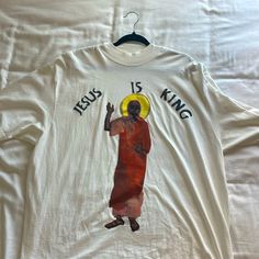 Size L White T- Shirt From Jesus Is King Album Merch Thick Collar Yeezy T Shirt, Yeezy White, Album Merch, Mens Yeezy, Jesus Is King, Jesus Tees, King Jesus, Jesus Is, Kanye West