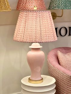 Handcrafted in England, each Pink Wicker lampshade is printed with Fermoie's unique re-drawing of a traditional wickerwork pattern, using natural dyes. This shade has an empire silhouette and is constructed from premium 100% linen, with a cream cotton lining matching the frame color. Comes with a US fitter. We measure all lampshade dimensions by: top diameter x bottom diameter x side length. Dimensions are listed as follows: Top Diameter x Bottom Diameter x Side Length Availability: In-stock ite Danish Decor, Wicker Lamp Shade, White Plains, Fabric Lampshade, Pink Fabric, Minimalist Decor, Lamp Shades, Natural Dyes, Colorful Decor