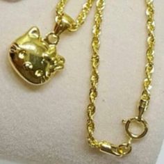 Gold Plated Hello Kitty Head Locket Necklace/Bracelet/Anklet Great Gift For Any Age. This Is Handmade. I Accept Custom Orders, Please Inquire For More Info. Chain Is Dainty Diamond Cut Gold Plated And Closes With Gold Plated Lobster Clasp. Please Let Me Know Your Desired Chain Length Between 5.5"-20" Brand New. Comes From Pet/Smoke-Free Home! It Will Arrive Nicely Packaged In A Cute Gift Box. Ships Via Usps Priority Mail Within 24 Hours. Thanks For Shopping With Me Cute Gold Necklace With Cat Design, Cute Gold Jewelry With Cat Design, Hello Kitty Head, Yami Kawaii, Golden Necklace, Cute Gift Boxes, Jewelry Lookbook, Birthday Wishlist, Handmade Gold