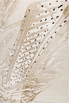 an abstract painting with lines and dots in beige, black and white colors on paper