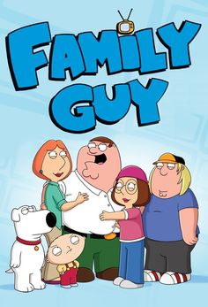 the family guy is standing in front of a group of people with their arms around each other