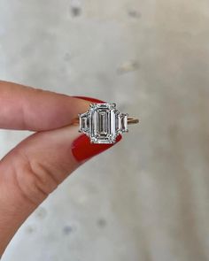 Emerald Cut Three Stone Moissanite Engagement Ring D/VVS1 Wedding Ring for Mom Swirl Engagement Rings, Moissanite Bridal Sets, Emerald Cut Engagement, Emerald Cut Moissanite, Emerald Cut Rings, Emerald Engagement Ring Cut, Lab Grown Diamonds Engagement, Gemstone Engagement, Engagement Ring Cuts