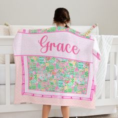 Super soft and fluffy preppy blanket. What makes this blanket truly special is the option to personalize it with your name. Made in the US. Free US shipping. Super Soft Blanket, Custom Blanket