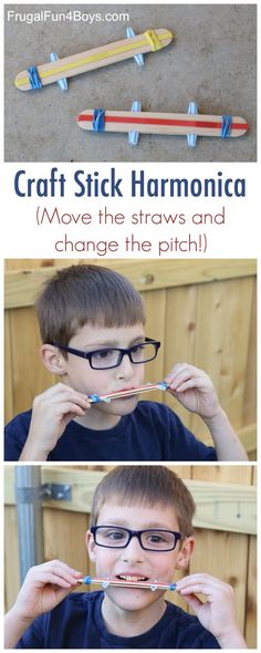 a boy with glasses and toothbrushes in front of him, making a silly face