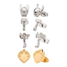 PRICES MAY VARY. Title: Marvel Thor Stud Earrings Set Officially Licensed Marvel Studios Collectible 4 Pairs of Stainless Steel Stud Earrings. Product Type: Departments > Men > Jewelry > Earrings Marvel Thor, Stud Earrings Set, Marvel Studios, Thor, Earring Set, Mens Jewelry, Marvel, Stainless Steel, Jewelry Earrings