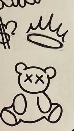 a drawing of a teddy bear sitting next to a dollar sign