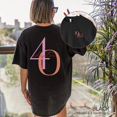 Classic 1985 Shirts For Women, Vintage 40th Birthday Year Number Tshirt For Him, 40th Milestone Best Friend Bday Gift For Her, 40 Bday Shirt HOW TO ORDER ➀ Select color ➁ Select the size (Please check size chart) ✦ True to size. Size up 1-2 sizes for an oversized look. ➂ Add to cart ✦ (Optional) "Add message to Seller" on the checkout page. GARMENT FEATURES ✦ Crew neckline ✦ Direct to garment printing - no vinyl, decal, or iron-on technique ✦ Our designs are printed on the garment to last a long Black Graphic Print T-shirt For Anniversary, 1984 Shirt, 40th Birthday, Milestones, Comfort Colors, Vintage Ladies, Colorful Shirts, Best Friends, Gifts For Her