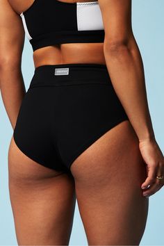 Boardwalk High-Waisted Swim Bottom Fabletics black female Activewear >> Womens >> Swim >> Bottoms regular Swim 4-Way Stretch Black High Rise Athleisure Bottoms, Workout Shapewear Brief Bottoms, Workout Shapewear Bottoms Brief, Workout Shapewear Bottoms In Brief Style, High Rise Black Athleisure Bottoms, Black Shapewear Bottoms For Yoga, Sporty Brief Bottoms For Training, Seamless Sports Shapewear Bottoms, High Waist Shapewear Bottoms For Gym