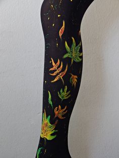 Colorful Autumn Leafs- Available in any size! Magical inspirational colorful leafs It was a big challenge and pleasure to paint every little detail. These tights are MADE TO ORDER Hand painted tights- you can order in any size, just tell me your height and weight. This one are 100 denier tights, unique and very comfortable. The paint is high quality, decorative water baised for fabric- for any tipe of fiber. The colors are resistant to washing at 30 degrees celsius, but I recommend washing by ha Fashion Leggings, Womens Tights, Colorful Leaves, Socks And Hosiery, Leggings Fashion, Serbia, Hosiery, Tell Me, Women's Leggings