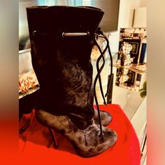 Size 40.. Make Me An Offer! Stiletto Boots, Make Me An Offer, Louboutin Shoes, Suede Shoes, Christian Louboutin Shoes, Shoes Heels Boots, Shoes Women Heels, Heeled Boots, Christian Louboutin