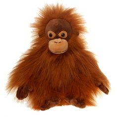 a stuffed animal monkey with brown fur on it's back