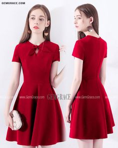 Red Aline Short Party Dress With Short Sleeves Bow Knot Ref#HTX97038 at GemGrace. #HomecomingDresses Shop now to get $10 off. Pro custom-made service for wedding dress, formal dress. View Homecoming Dresses,Short Homecoming Dresses,Red Homecoming Dresses,Cute Homecoming Dresses,Semi Formal Dresses for more ideas. Click to shop now! #BuyableHomecomingDresses Elegant Fitted Dresses With Red Bow, Elegant A-line Short Sleeve Party Dress, Red A-line Dress With Bow, Chic Short Sleeve Mini Dress With Bow, Fitted Short Sleeve Solid Color Dress For Party, Fitted Mini Dress With Bow And Short Sleeves, Knee-length Dress With Bow Detail, Solid Color Knee-length Dress With Bow, Red Short Sleeve Dress With Bow