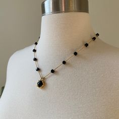 "Signed Monet Gold tone chain Black lucite charm Cube beads 18\" Total length" Black Chain Necklace, Dainty Choker, Cube Beads, Bee Brooch, Gifts For Fiance, Party Purse, Vintage Monet, Bee Earrings, Black Chain