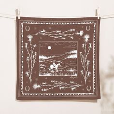 Pastures Cotton Bandana Bandanas Elana Gabrielle Lone Rider, Contemporary Wardrobe, Bandana Design, Print Greeting Cards, Cotton Bandanas, Lucky Horseshoe, Sustainable Gifts, Sun Dried, Horse Girl