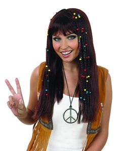 PRICES MAY VARY. Our hippie Wig Costume includes brown long wig with beads Available in one size which fits most adults. Our high quality wigs features Silky natural Brown Wig with colorful beaded braids for a playful hippie outfit. Perfect accessory to any costume parties. Founded in 2009 by 3 friends with a passion for costumes, we now have 100s of designs all manufactured to the high standards of quality, fit and design. We have offices in the US, UK and Europe. Perfect for Halloween parties, 1960s Fancy Dress, Fancy Dress Wigs, Hippie Costume Halloween, Wigs Brown, Fancy Braids, Long Hair Wigs, Hippie Hair, Braided Wigs, Seventies Fashion