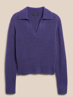 Sweater Polo, Johnny Collar, Very Peri, Purple Daisy, Warm Sweater, Banana Republic Women, Collar Sweater, Warm Sweaters, Color Of The Year