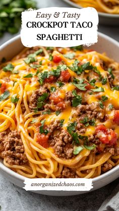 easy and tasty crockpot taco spaghetti